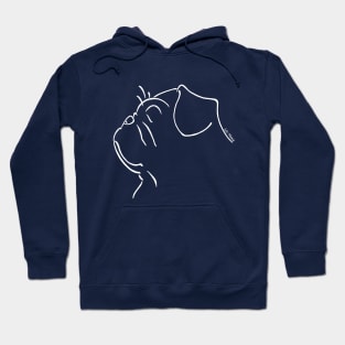 Pug silhouette outline white Hoodie